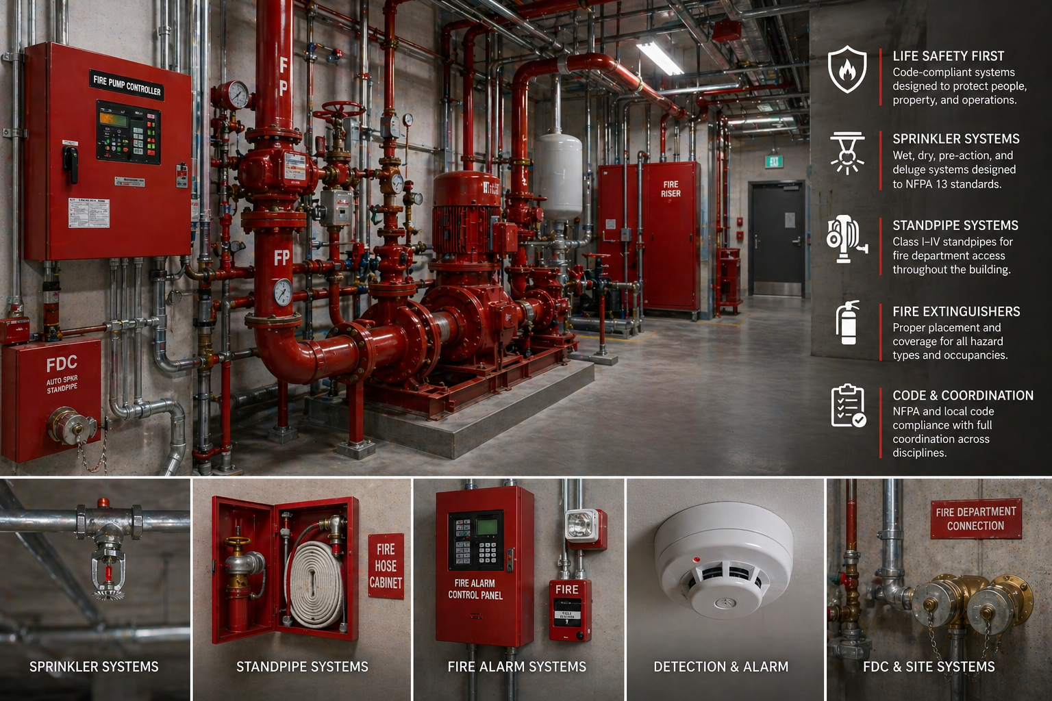 Fire safety Engineering Design Works complex sprinkler and standpipe systems